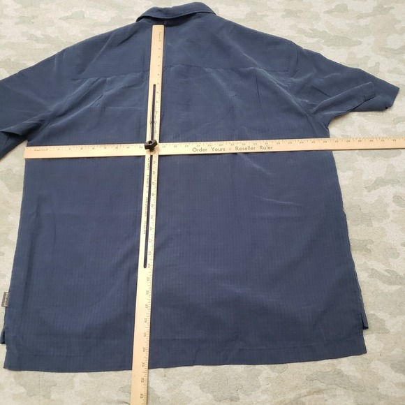 Woolrich Shirt Mens XL Blue Pockets Short Sleeve Button-Up - Picture 6 of 9